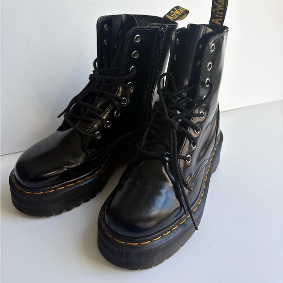 Dr. Martens Shoes - Dr. Martens Jadon Platform Leather Women's Boot - Black Polished Size 6